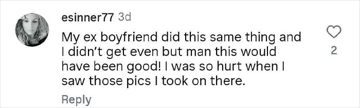 Screenshot of a social media comment discussing a woman&rsquo;s revenge on her cheating boyfriend, praised online by others.