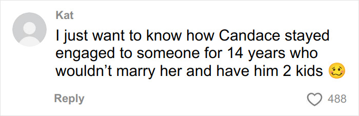 Comment by Kat expressing curiosity about how Victoria&rsquo;s Secret model Candace stayed engaged for 14 years without marriage.