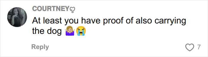 Comment on social media reacting to a pregnant woman&rsquo;s sonogram image with a humorous observation about carrying the dog.