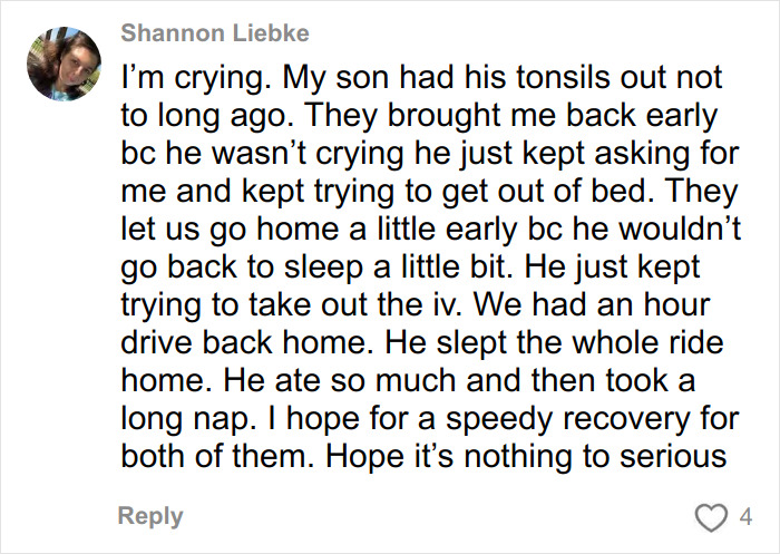 Comment expressing emotions about hospital care and hoping for a speedy recovery for two little sisters needing surgery.