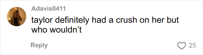 Comment discussing Taylor Swift lesbian relationship rumors with Karlie Kloss after a resurfaced interview slip.