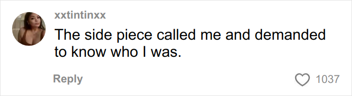 Screenshot of a social media comment where a woman reveals finding out her boyfriend was cheating in a weird way.