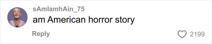 Comment saying am American horror story with 2199 likes on a social media post about an anti-MAGA Halloween display.