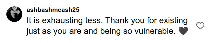 Comment from plus-size model addressing exhaustion and vulnerability during a heated flight attendant fat-shaming debate.
