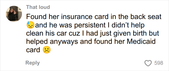 ALT text: Social media comment revealing discovery of cheating through finding an insurance card, with people sharing similar stories.