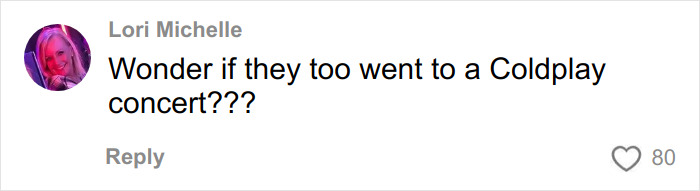 Comment by Lori Michelle questioning if others also attended a Coldplay concert, expressing curiosity and engagement.