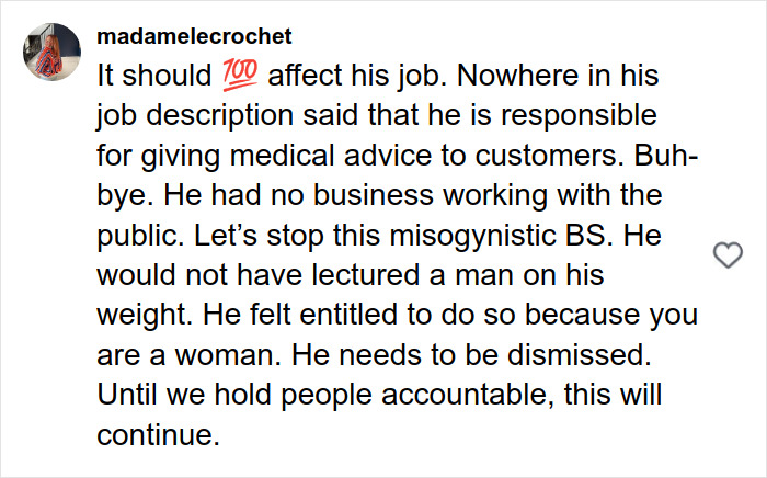 Screenshot of social media comment condemning fat-shaming by flight attendant targeting plus-size model mid-flight.