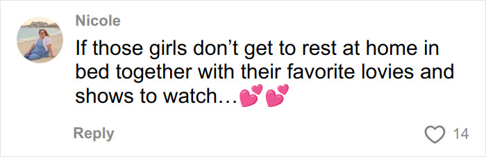 Comment from Nicole expressing hope for two little sisters needing surgery to rest at home with their favorite lovies and shows.