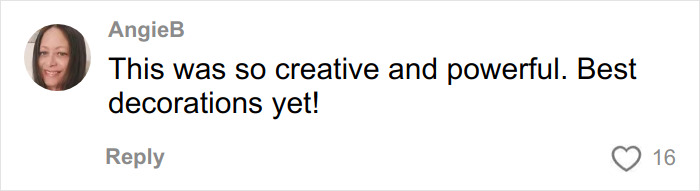 Comment praising an incredibly elaborate anti-MAGA Halloween display as creative and powerful with best decorations.