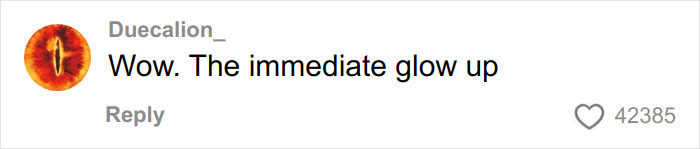 Screenshot of a social media comment saying wow the immediate glow up on a post about a woman removing nose ring.