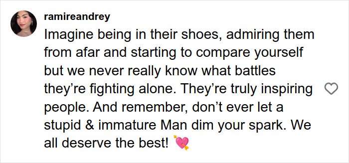 Screenshot of an Instagram comment reflecting on the hidden struggles and inspiring strength of Victoria&rsquo;s Secret models.