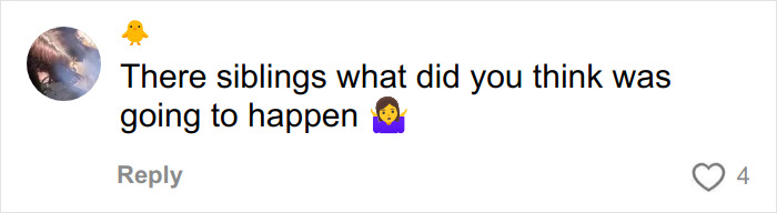 Comment on social media with a profile picture, text about siblings, and an emoji, reacting humorously to a viral pregnant woman's sonogram image.