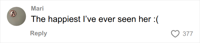 Comment on social media post reading The happiest I&rsquo;ve ever seen her with a sad face emoji, related to Taylor Swift lesbian relationship rumors.