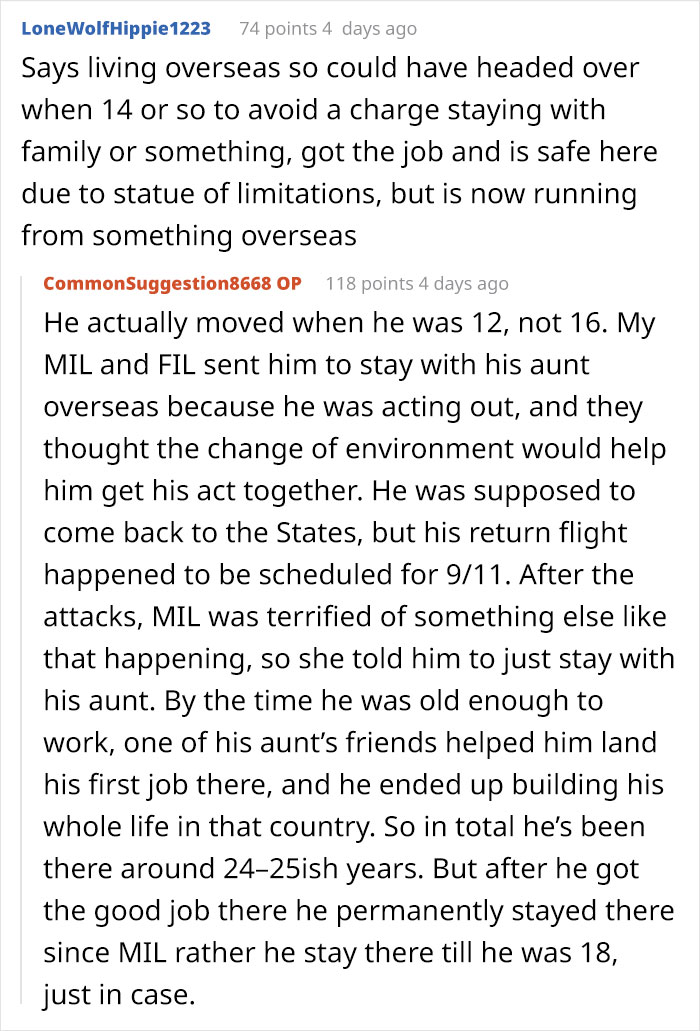 Screenshot of a Reddit conversation discussing a family conflict involving a creepy brother-in-law and a wife removing her wedding ring.