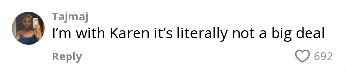 Screenshot of a social media comment showing a user defending Karen in a plane passenger dispute. Screenshot of a social media comment showing a user defending Karen in a plane passenger dispute.
