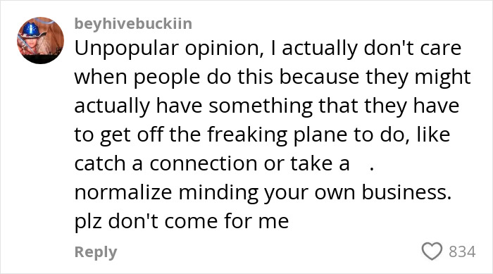Screenshot of social media comment defending passenger behavior amid internet divided over Karen locking horns with others on plane. Screenshot of social media comment defending passenger behavior amid internet divided over Karen locking horns with others on plane.