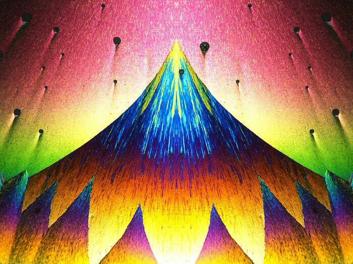 Colorful abstract pattern captured in a mind-blowing microscopic image from the 2025 Nikon Small World contest.