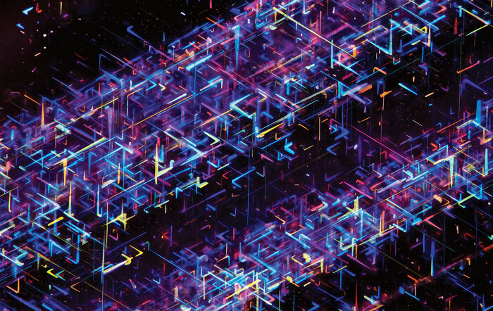 Colorful abstract pattern of microscopic crystals captured in a mind-blowing 2025 Nikon Small World photomicrography image