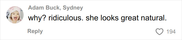 Comment on a social media post reacting to Jennifer Lawrence plastic surgery plans after viral video shocked fans.