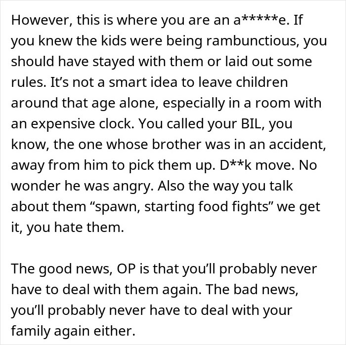 Text from a family emergency message about kicking out sister&rsquo;s kids, discussing anger and strained relationships.