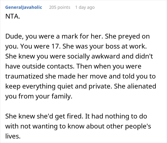 Text post explaining how a 19-year-old chooses his parents over his 27-year-old girlfriend and leaves her to care for their child.