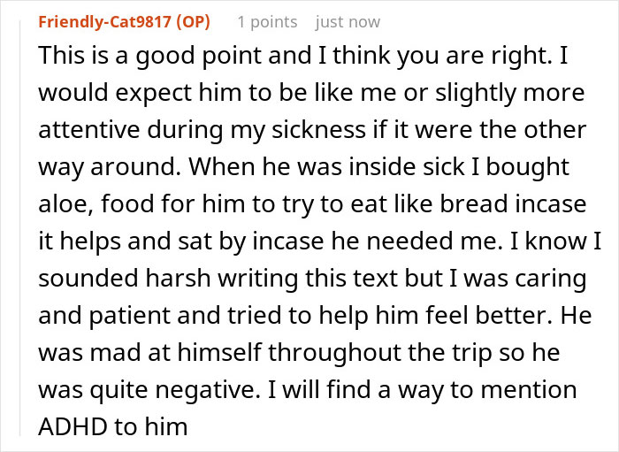 User discussion about a man&rsquo;s true colors showing during vacation and realization he&rsquo;s not the one anymore.