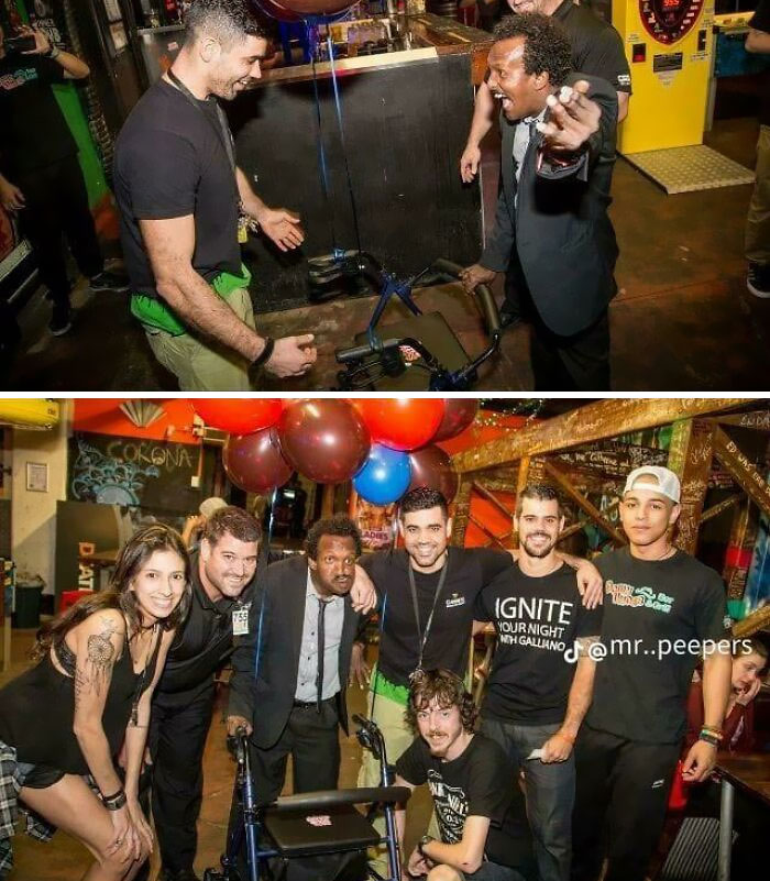 Men are good: group of diverse men smiling and celebrating together in a lively indoor setting with balloons and decorations.