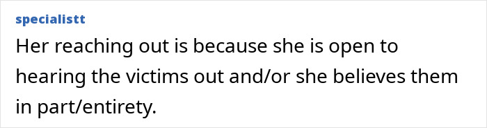 Screenshot of a comment discussing Michael Jackson's daughter Paris contacting her father's alleged victims and being open to hearing them out. Screenshot of a comment discussing Michael Jackson's daughter Paris contacting her father's alleged victims and being open to hearing them out.