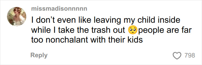 Comment expressing concern about leaving children unattended, relating to the case of mom who left 6-month-old baby alone on beach.