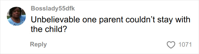 Comment from user Bosslady55dfk questioning a parent leaving a 6-month-old baby alone on the beach.