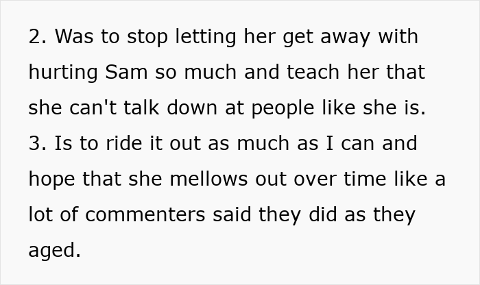 Text excerpt about a mom admitting she likes one daughter more and struggling to hide favoritism.