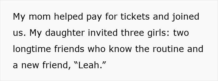 Text excerpt from a story about a 12-year-old ruining a friend's birthday, leading to drama between moms.