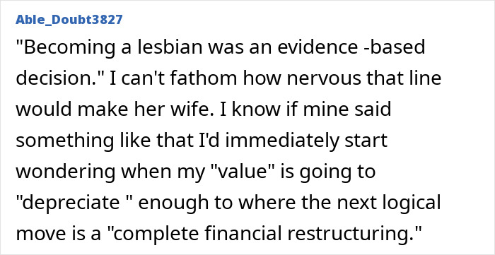 Commenter discusses evidence-based decision to stop dating men, sparking debate about female professor's choice and relationships.
