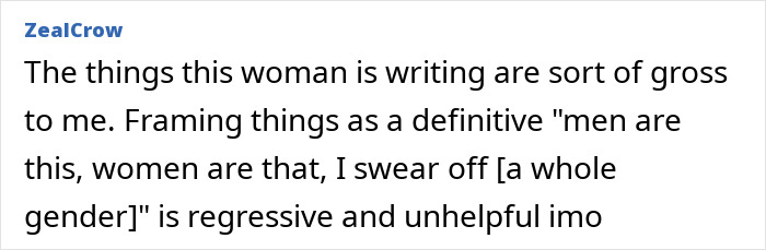 Screenshot of online comment criticizing a female professor&rsquo;s evidence-based decision to stop dating men.