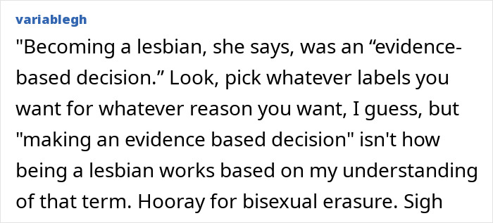 Text post about a female professor sparking debate after choosing to stop dating men based on evidence-based decision.