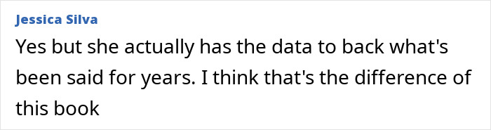Comment by Jessica Silva supporting data-driven claims in a discussion about a female professor's dating decision.