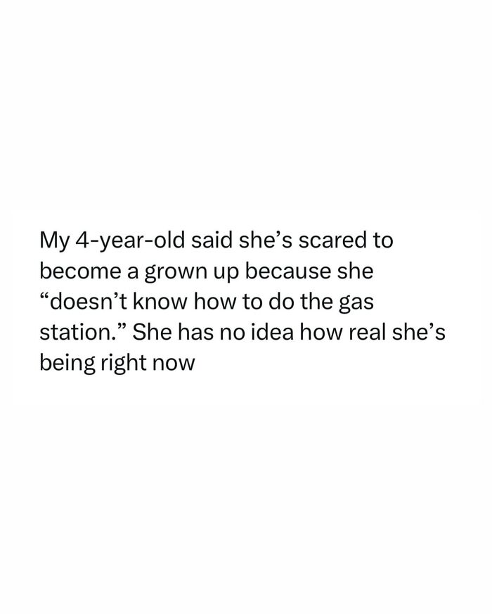 Parenting meme about a child's fear of adulthood highlighting chaos and challenges of growing up.