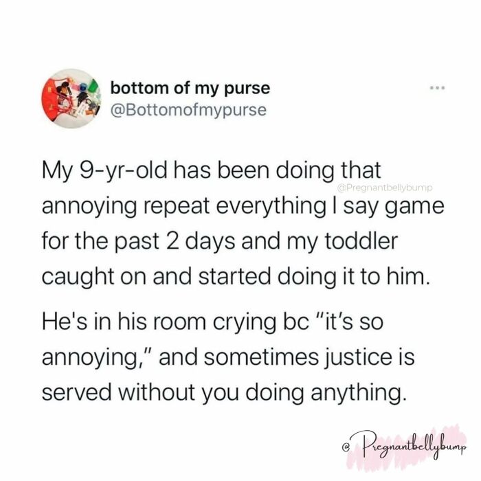 Parenting chaos shown as kids annoy each other by repeating everything, highlighting the humor and challenges of raising children.