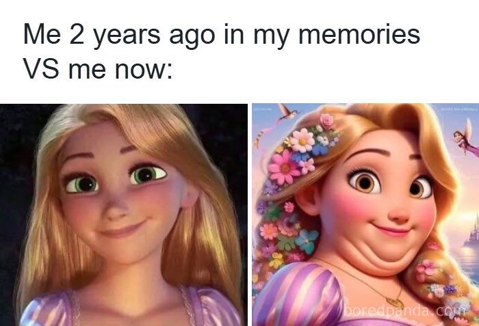 Cartoon comparison showing changes over time, highlighting the chaos and humor of parenting life.