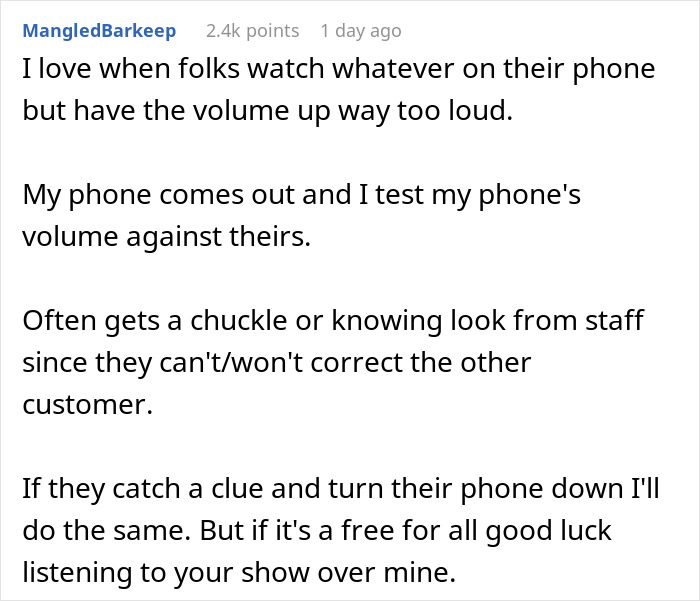 Reddit user shares story of shutting down loud speakerphone user, sparking others to join in with their own experiences. Reddit user shares story of shutting down loud speakerphone user, sparking others to join in with their own experiences.