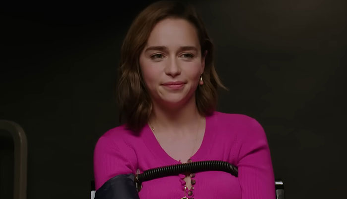 Actress in a pink top sharing a celebrity encounter story during an interview about people’s celebrity experiences.