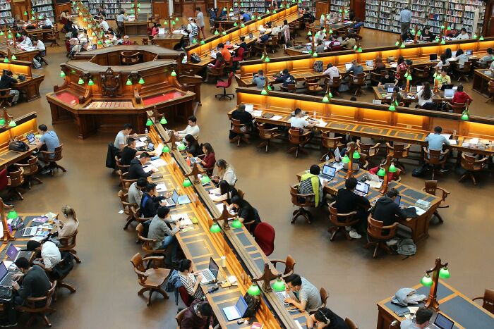 People researching dark secrets in a library, focused on discovering shocking and life-ruining information quietly.