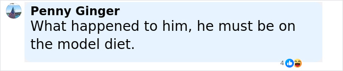 Comment from Penny Ginger discussing Bradley Cooper's new look, referencing plastic surgeons' opinions and model diet speculation. Comment from Penny Ginger discussing Bradley Cooper's new look, referencing plastic surgeons' opinions and model diet speculation.
