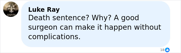 Comment about a man with a 4-lb face tumor seeking urgent help amid a doctor's fatal warning.