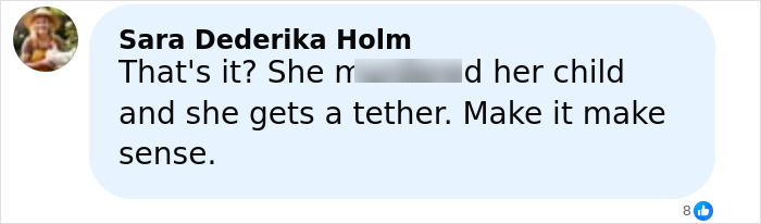 Screenshot of a social media comment showing anger over judge&rsquo;s decision in the Laken Snelling baby case.