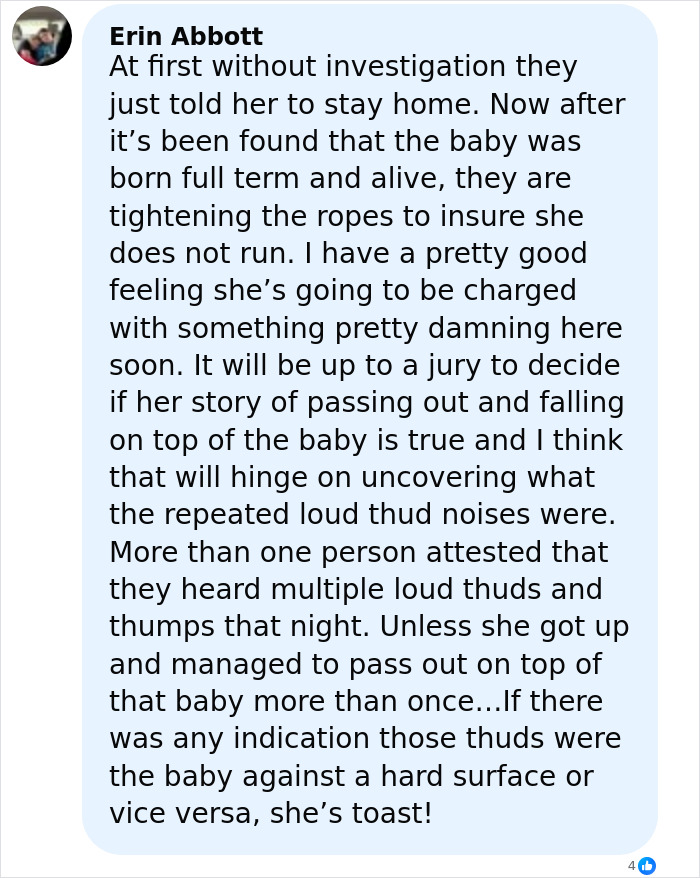 Alt text: Comment expressing anger over judge&rsquo;s decision and new evidence in the Laken Snelling baby case.