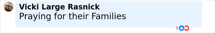 Screenshot of a social media comment reading Praying for their Families in response to a teen driver fatal hit-and-run case.