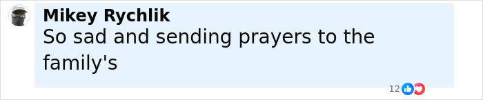 Screenshot of social media comment expressing sadness and prayers regarding a teen driver in fatal hit-and-run case.