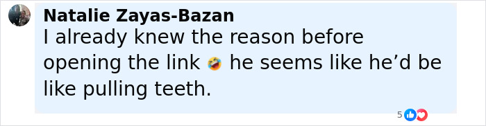 Comment from Natalie Zayas-Bazan reacting to Rosie O'Donnell saying Keanu Reeves was her worst guest online.