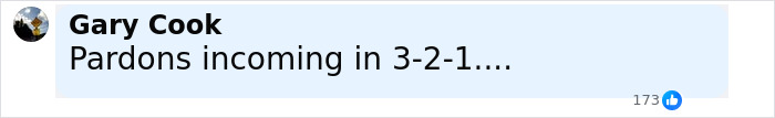 Comment on social media about NBA gambling scandal with 173 likes, mentioning pardons incoming in countdown style.